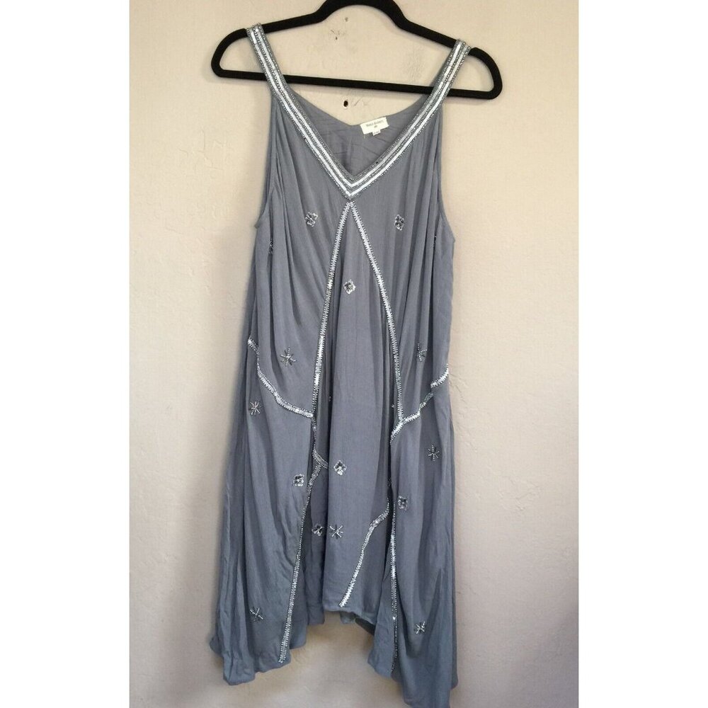 Beaded V-Neck Gray Women's Dress
